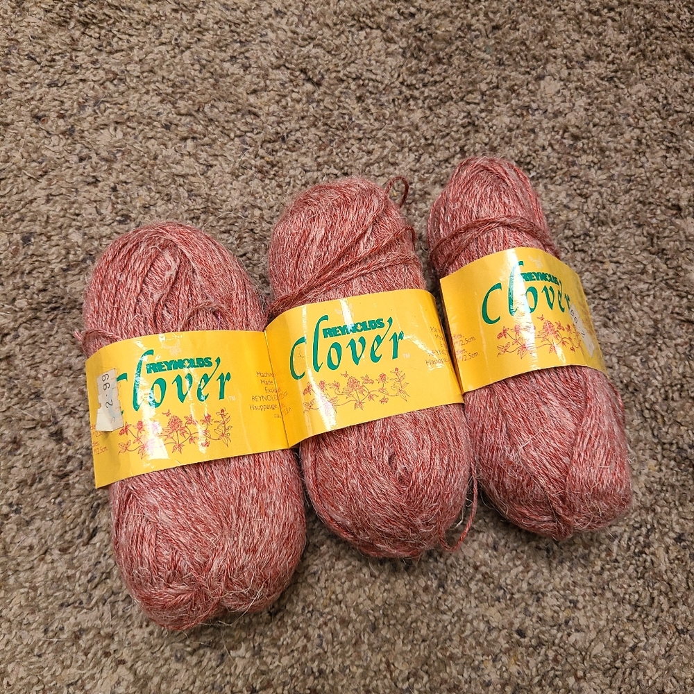 Vintage Clover Craft Yarn Berry Pink Red Rust Color